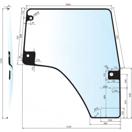 Szyba drzwi lewa | 0.015.5691.0/40