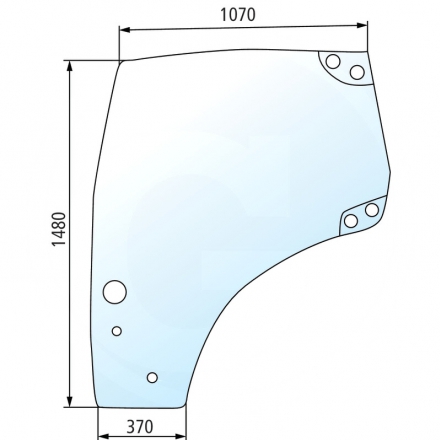 Szyba drzwi lewa, 2 otwory na uchwyt | 87560786, 82027357