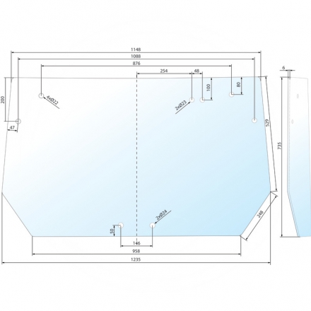Szyba tylna wysokość: 730 mm | 0.011.0806.0/30