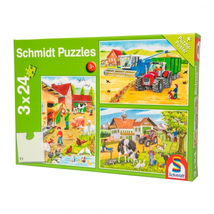 Puzzle, Farma, Schmidt 3 x 24 elementów