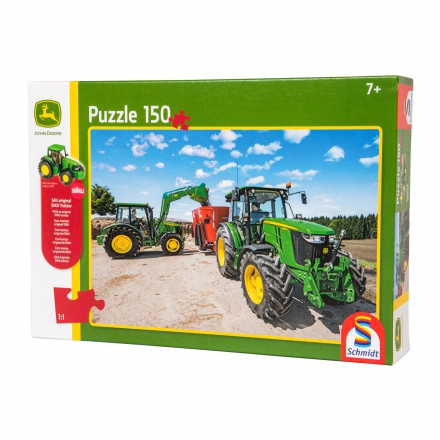 Puzzle, John Deere + ciągnik SIKU, Schmidt 150 elementów