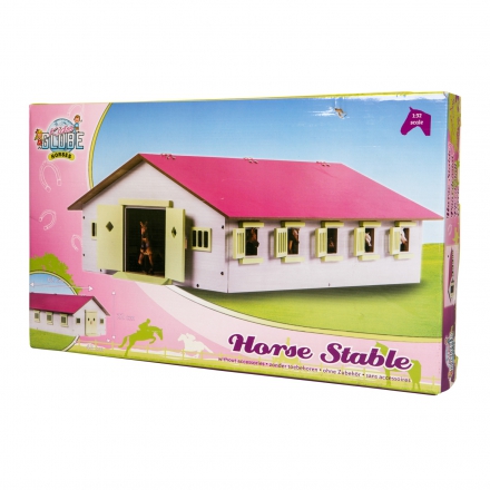 Różowa drewniana stajnia dla koni z 9 boksami, Kids Globe KG610188