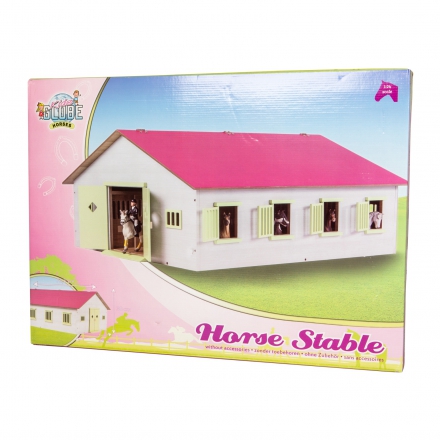 Różowa drewniana stajnia dla koni z 7 boksami, różowa z 7 boksami, Kids Globe