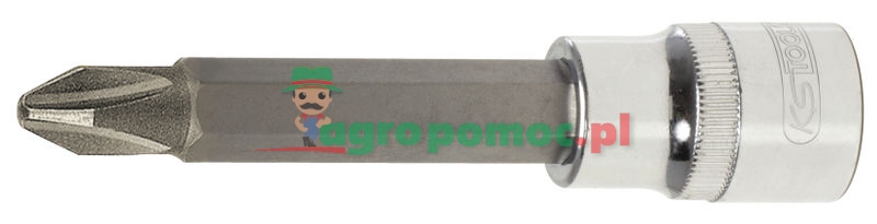 KS Tools 1/2" CHROMEplus® Bit-Stecknuss für Kreuzschlitz-Schrauben PH, lang, PH2