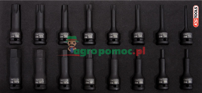 KS Tools 1/2'' Kraft-Bitstecknuss-Satz, 16-tlg., 1/3 Systemeinlage