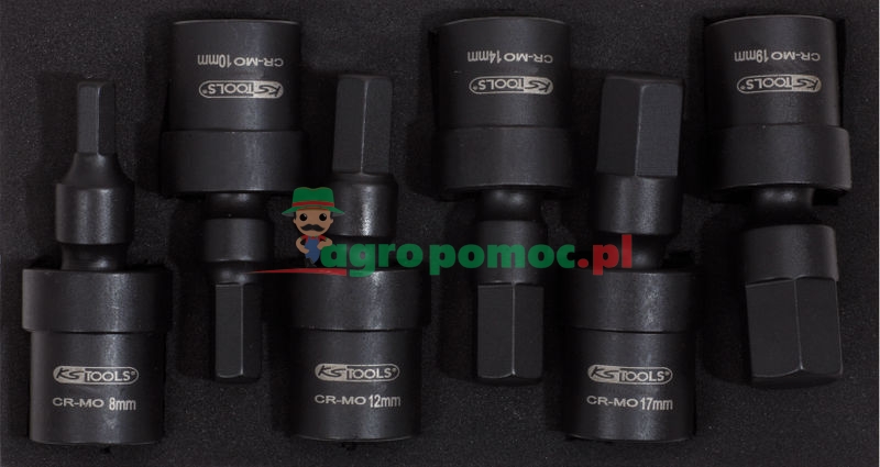 KS Tools 1/2" Kraft-Kugelgelenk-Bit-Stecknuss-Satz, 6-tlg., 8-19mm