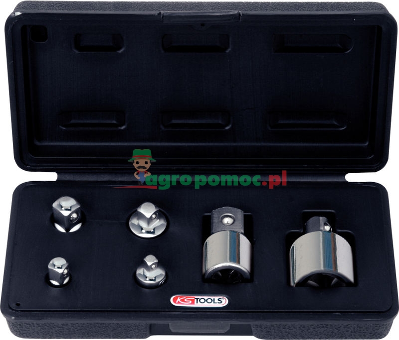 KS Tools 1/4"+3/8"+1/2" CHROMEplus® Vergrößerungs- und Reduzieradapter-Satz, 6-