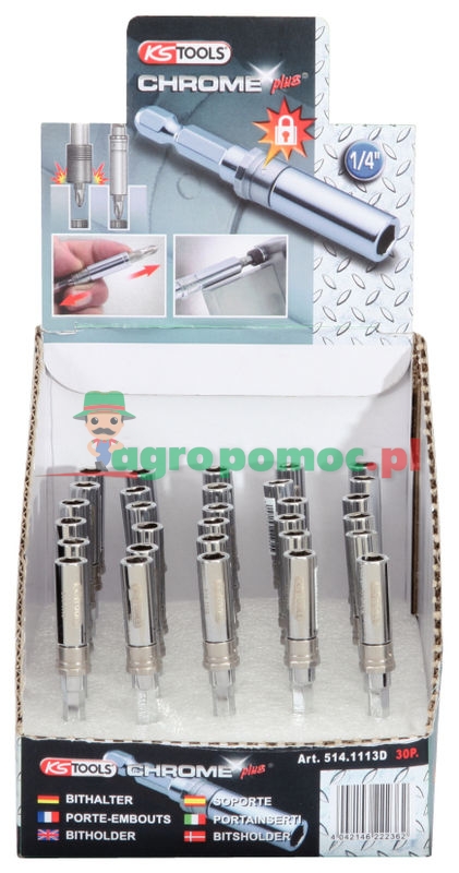 KS Tools 1/4" Auto-Slimlock magnetischer Schnellwechsel-Bithalter-Display, 30-tlg.