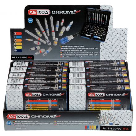 KS Tools 1/4" CHROMEplus® Bit-Satz-Display, 10-tlg.