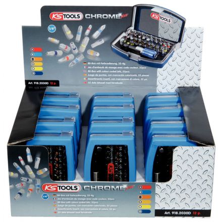 KS Tools 1/4" CHROMEplus® Bit-Satz-Display, 12-tlg.