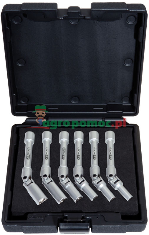 KS Tools 3/8" Glühkerzen-Gelenkschlüssel-Satz, lang, 6-tlg., 8-16mm