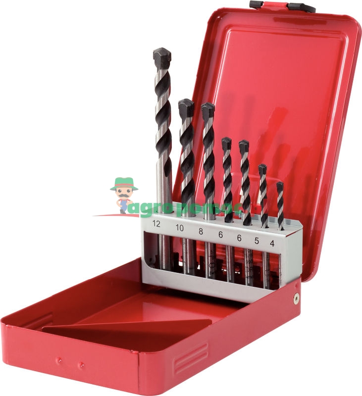 KS Tools Betonbohrer-Satz mit Hartmetallspitze und Zylinderschaft in Stahlblechkassette, 7-tlg., 4-14mm