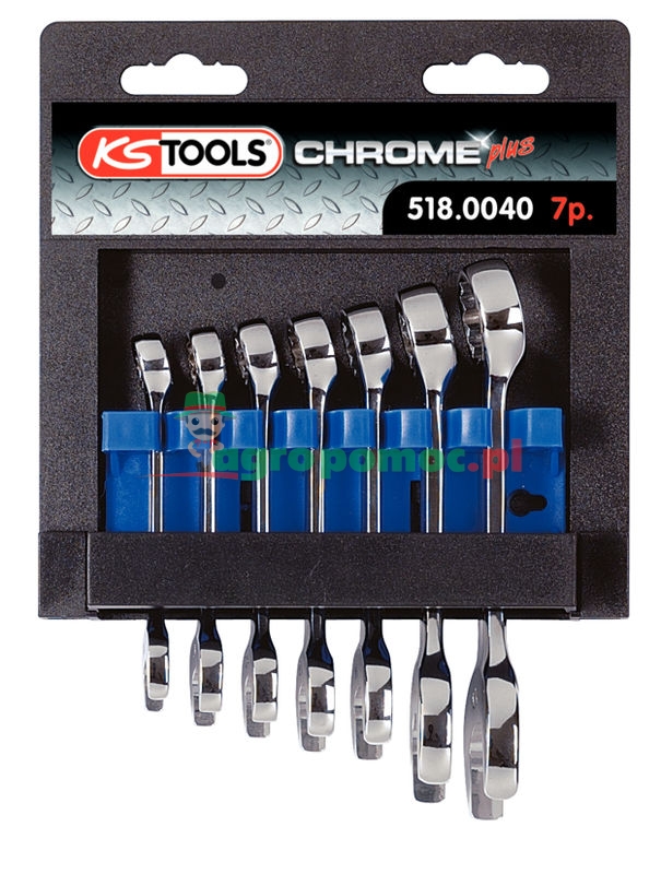 KS Tools CHROMEplus® Ringmaulschlüssel-Satz, extra kurz, 7-tlg., 10-19mm