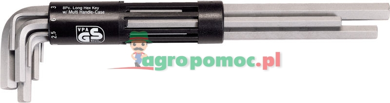 KS Tools CLASSIC 3 in 1 Innensechskant-Winkelstiftschlüssel-Satz, extra lang, 8-tlg., 2-10mm