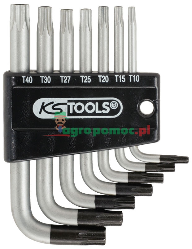 KS Tools CLASSIC TX-Winkelstiftschlüssel-Satz mit Bohrung, kurz, 7-tlg., TB10-TB40