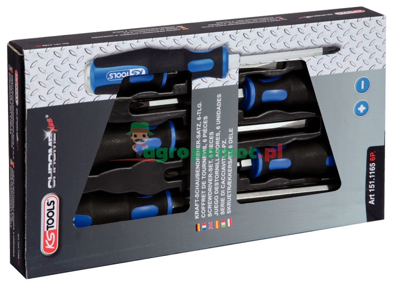 KS Tools ERGOTORQUE®max Schlagkappen-Schraubendreher-Satz, 6-tlg., PZ+Schlitz