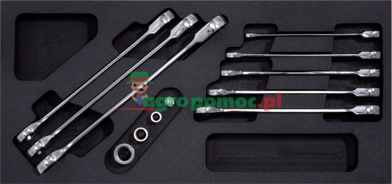 KS Tools GEARplus® Ratschenringmaulschlüssel-Satz inklusive Adapter, 12-tlg., 1/3 Systemeinlage