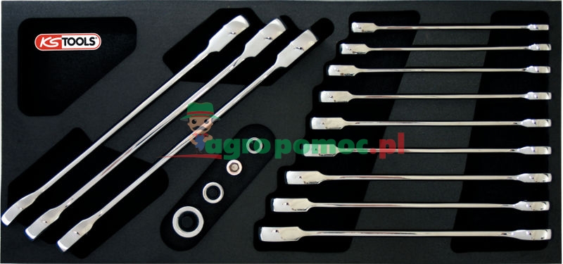 KS Tools GEARplus® Ratschenringmaulschlüssel-Satz, inklusive Adapter, 16-tlg., 1/3 Systemeinlage