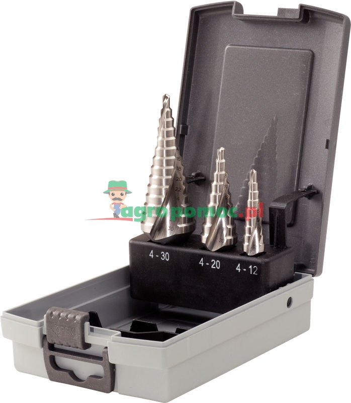 KS Tools HSS Co 5 Stufenbohrer-Satz in Kunststoffkassette, 3-tlg.