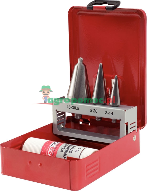 KS Tools HSS Co Blechschälbohrer-Satz in Stahlblechkassette, 4-tlg.