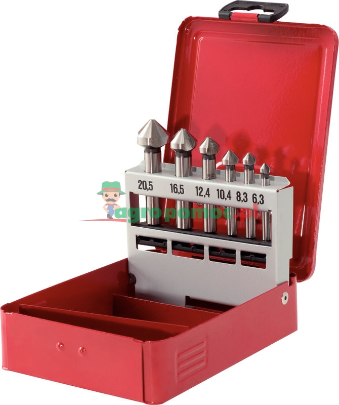 KS Tools HSS Kegel- und Entgratsenker-Satz 90° in Stahlblechkassette, 6-tlg., 6,3-20,5mm