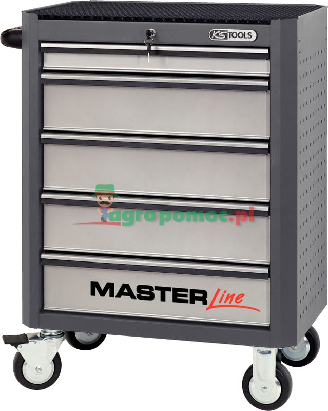 KS Tools MASTERline GRAU/SILBER Werkstattwagen, mit 5 Schubladen