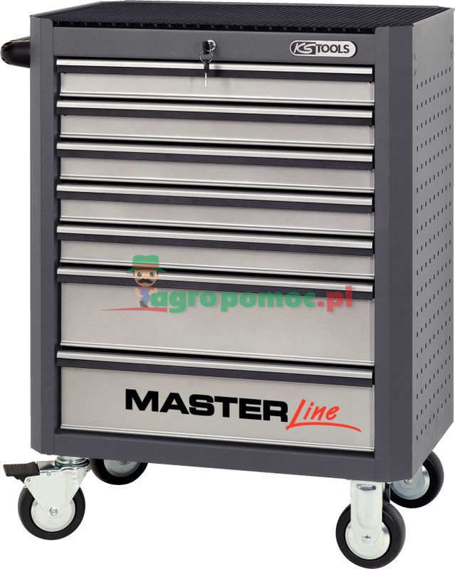 KS Tools MASTERline GRAU/SILBER Werkstattwagen, mit 7 Schubladen