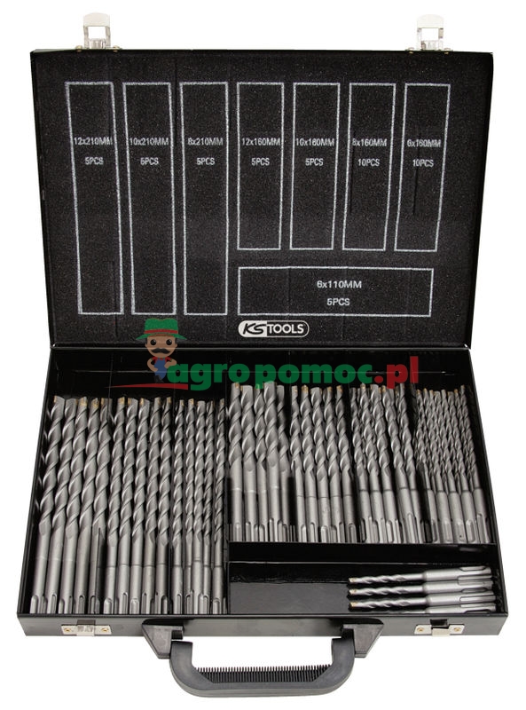 KS Tools SDS-plus Hammerbohrer-Satz in Metallkoffer, 50-tlg., 6-12mm