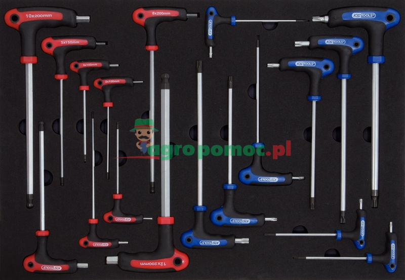 KS Tools T-Griff-TX und Innensechskant Winkelstiftschlüssel-Satz, 18-tlg., 1/1 Systemeinlage