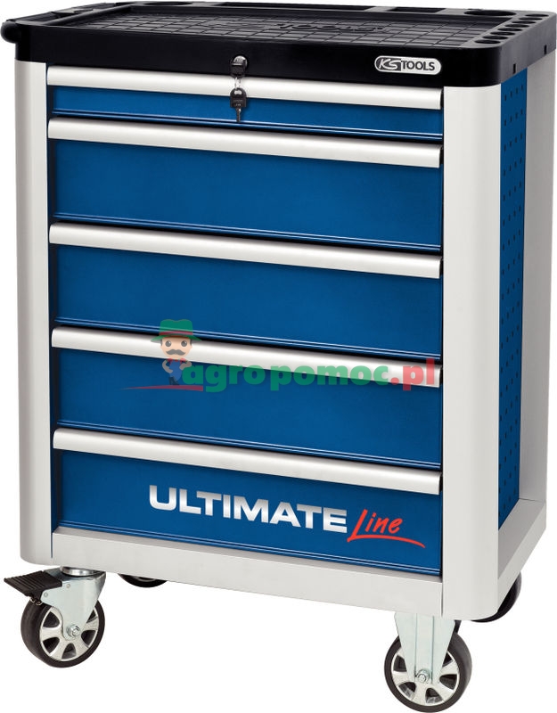 KS Tools ULTIMATEline BLAU/SILBER Werkstattwagen, mit 5 Schubladen