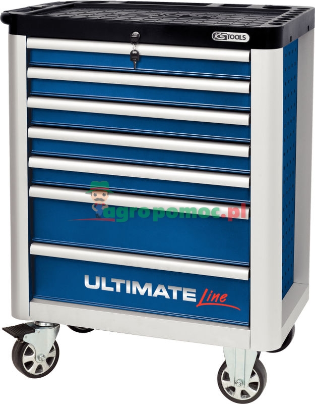 KS Tools ULTIMATEline BLAU/SILBER Werkstattwagen, mit 7 Schubladen