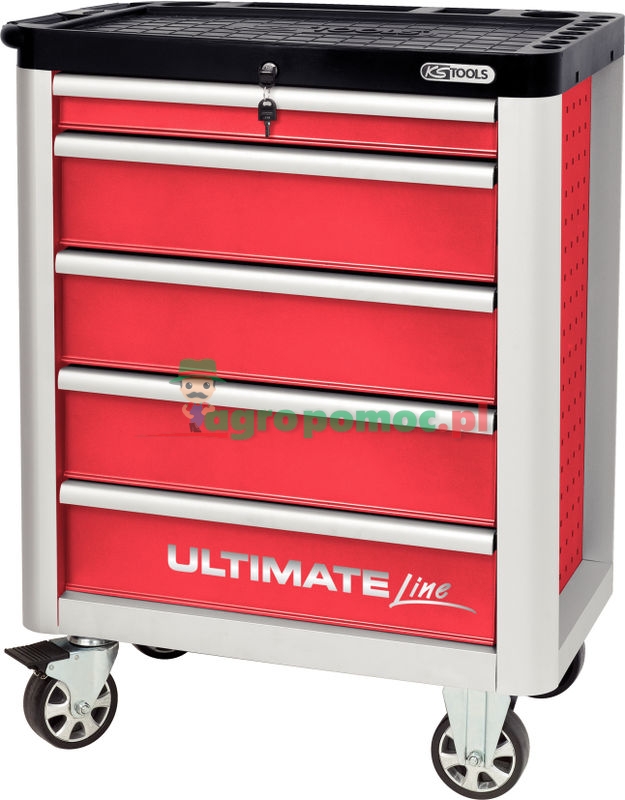 KS Tools ULTIMATEline ROT/SILBER Werkstattwagen, mit 5 Schubladen