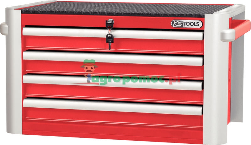 KS Tools ULTIMATEline ROT/SILBER Werkstattwagenaufsatz, mit 4 Schubladen