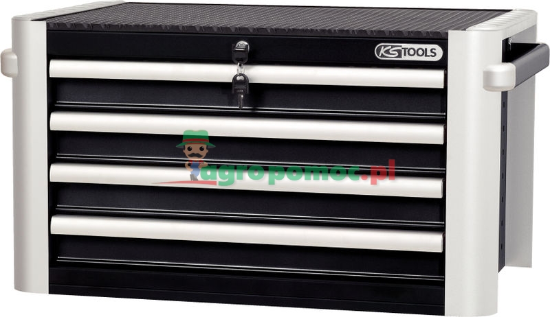 KS Tools ULTIMATEline SCHWARZ/SILBER Werkstattwagenaufsatz, mit 4 Schubladen