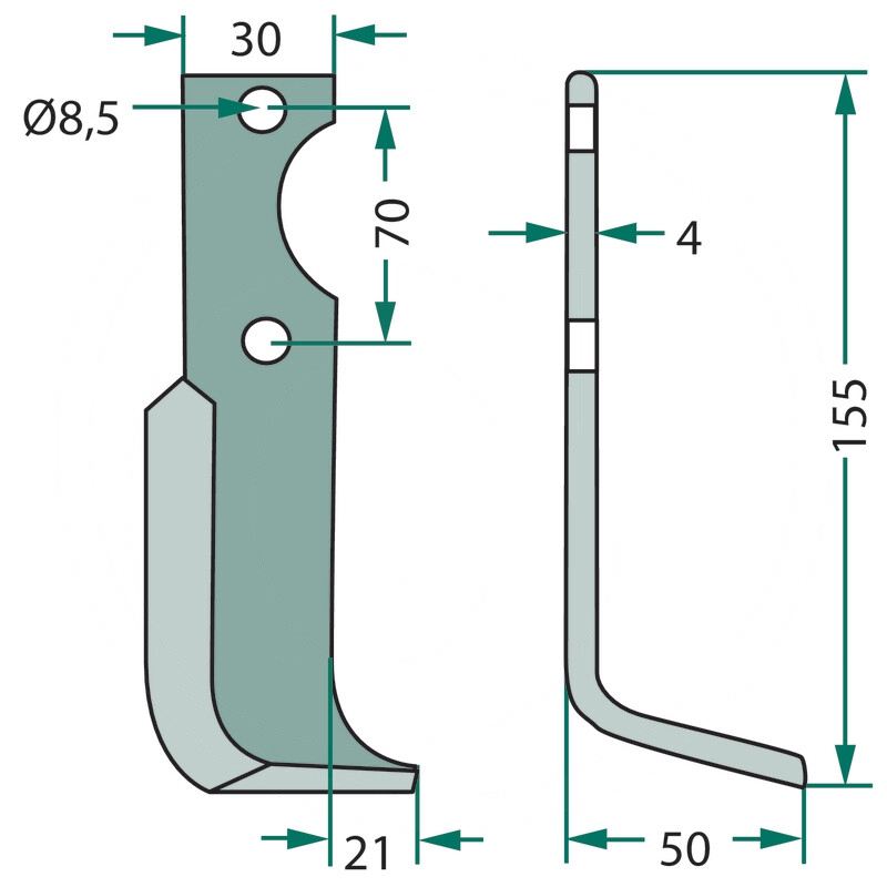 Nóż kątowy lewy 168mm | zdjęcie nr 2