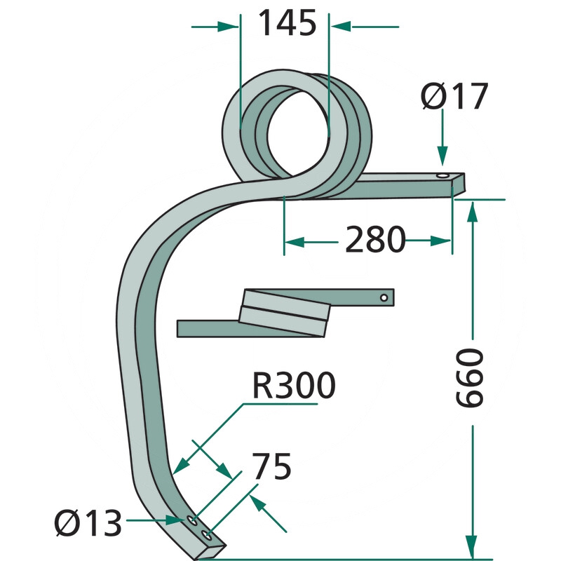 Słupica kultywatora prawa, skręcona | HC117 | zdjęcie nr 2