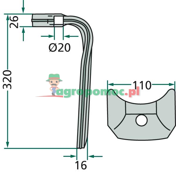 Ząb brony aktywnej | 52596510, RH-119-L | zdjęcie nr 2