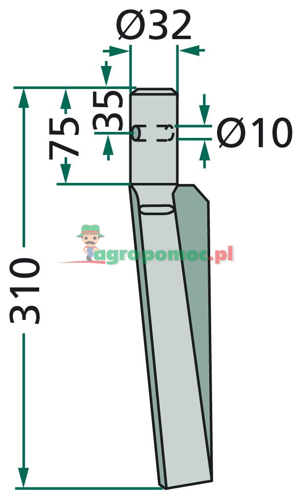 Ząb brony aktywnej | 0032069, RH-35-L | zdjęcie nr 2