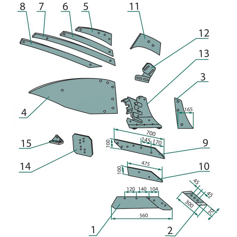 AGTECH Listwa odkładnicy C prawa ze stali borowej HRC-50 VIS 8 | zdjęcie nr 1