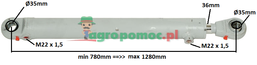 AGTECH Siłownik hydrauliczny uniwersalny dwustronny | CJ2F*63/36*500 Z | zdjęcie nr 1