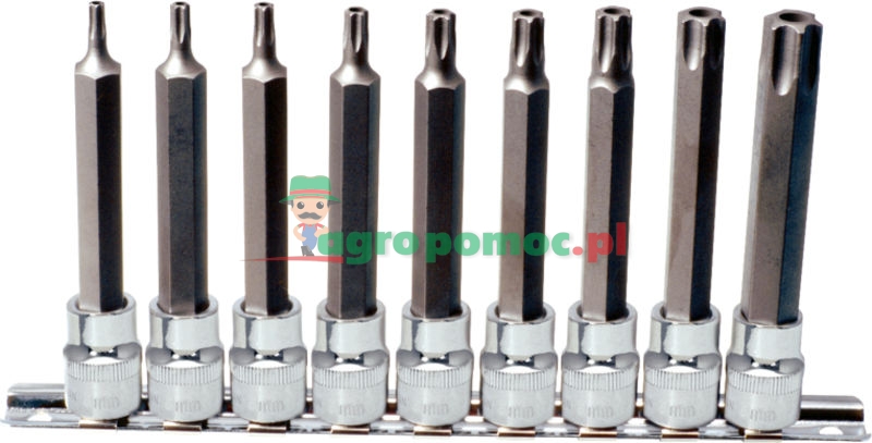 KS Tools 1/2" CHROMEplus® Bit-Stecknuss-Satz für TX-Schrauben mit Stirnlochbohrung, lang, 9-tlg | zdjęcie nr 1