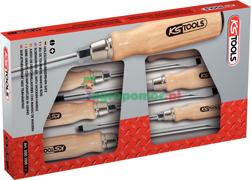 KS Tools ERGOTORQUE® WOOD Schraubendreher-Satz, 6-tlg., PH+Schlitz | zdjęcie nr 1