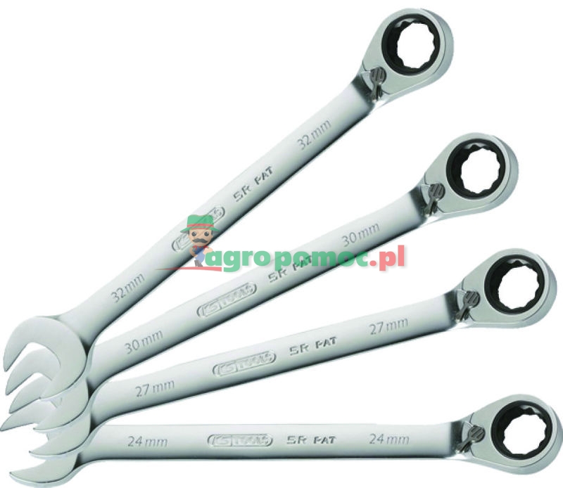 KS Tools GEAR+ Klucz szczękowo-oczkowy - zestaw, przełączalny, 4-el., 24-32mm | zdjęcie nr 1