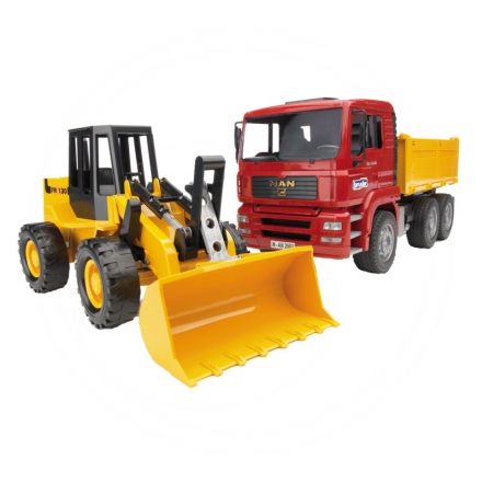 Ciężarówka z wywrotką i ładowarką