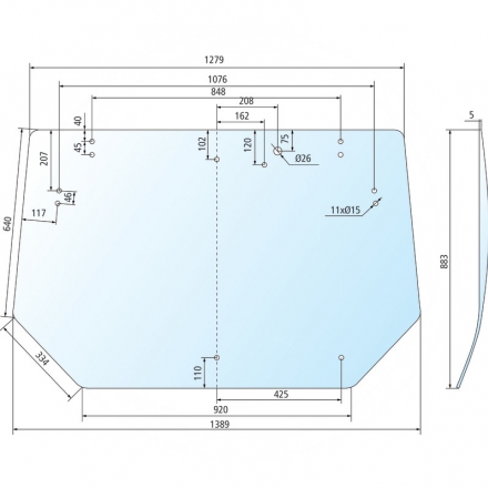 Szyba tylna Valtra - Valmet | 31553300