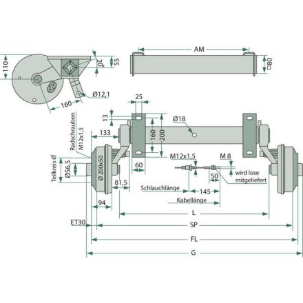 BPW Oś z odbojnikami gumowymi | 46.25.379.744