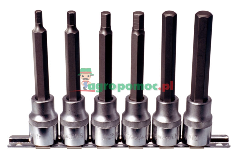 KS Tools 1/2" Bit-Stecknuss-Satz für Innensechskant-Schrauben, lang, 6-tlg., 5-12mm