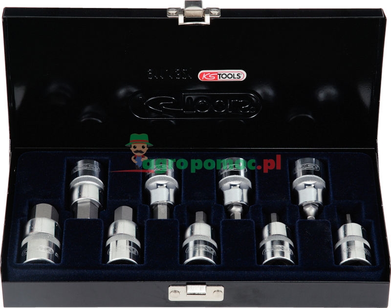 KS Tools 1/2" CHROMEplus® Bit-Stecknuss-Satz für Innensechskant-Schrauben, kurz, 9-tlg., 4-17mm