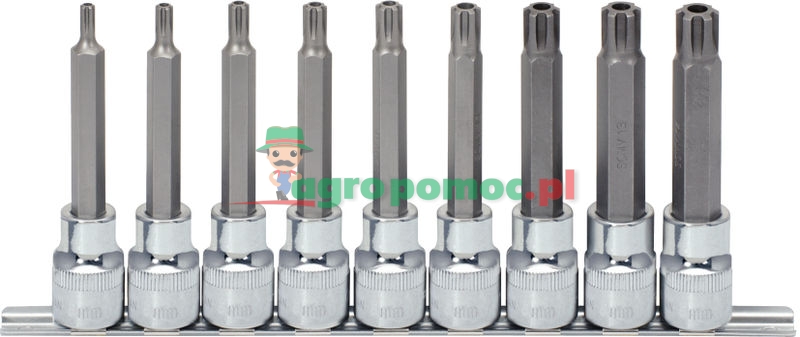 KS Tools 1/2" CHROMEplus® RIBE®-Bit-Stecknuss-Satz, lang, 9-tlg., M5-M14