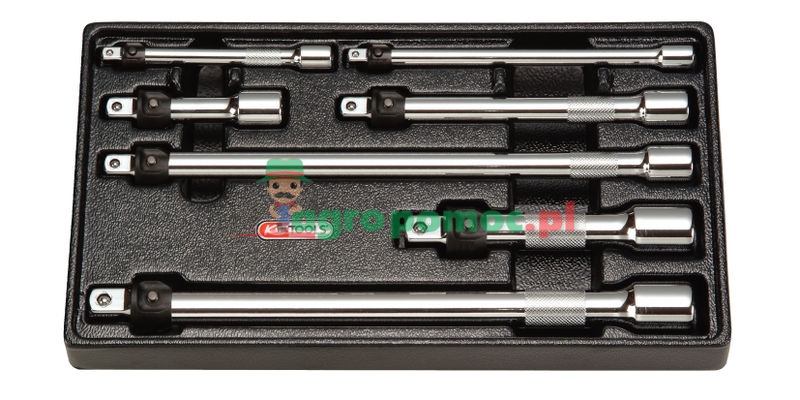KS Tools 1/4"+3/8"+1/2" CHROMEplus® LOKPLUS-Verlängerungs-Satz mit Verriegelung, 7-tl